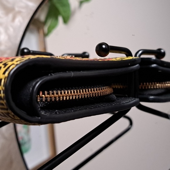 Coach NWTs Disney Mickey Maze Keith Haring Leather Snap Wallet Yellow Red - Picture 8 of 12